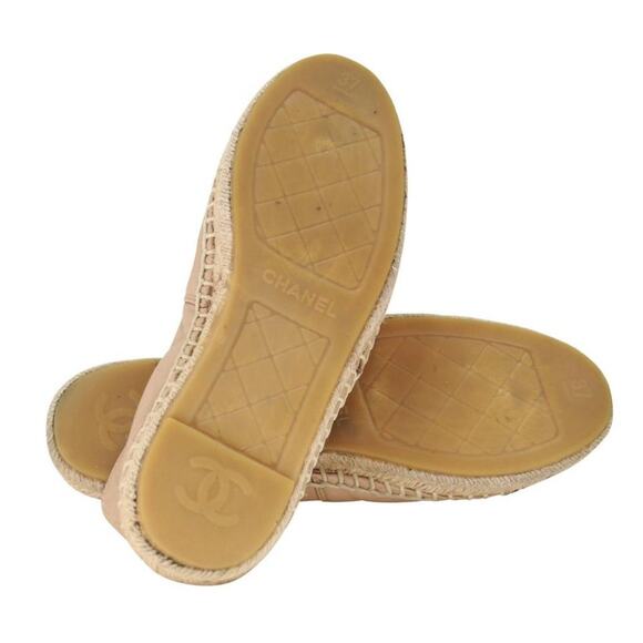 Chanel Embroidered Espadrille 37 Leather CC Cap Toe Flats CC-0803N-0006 - Picture 11 of 12